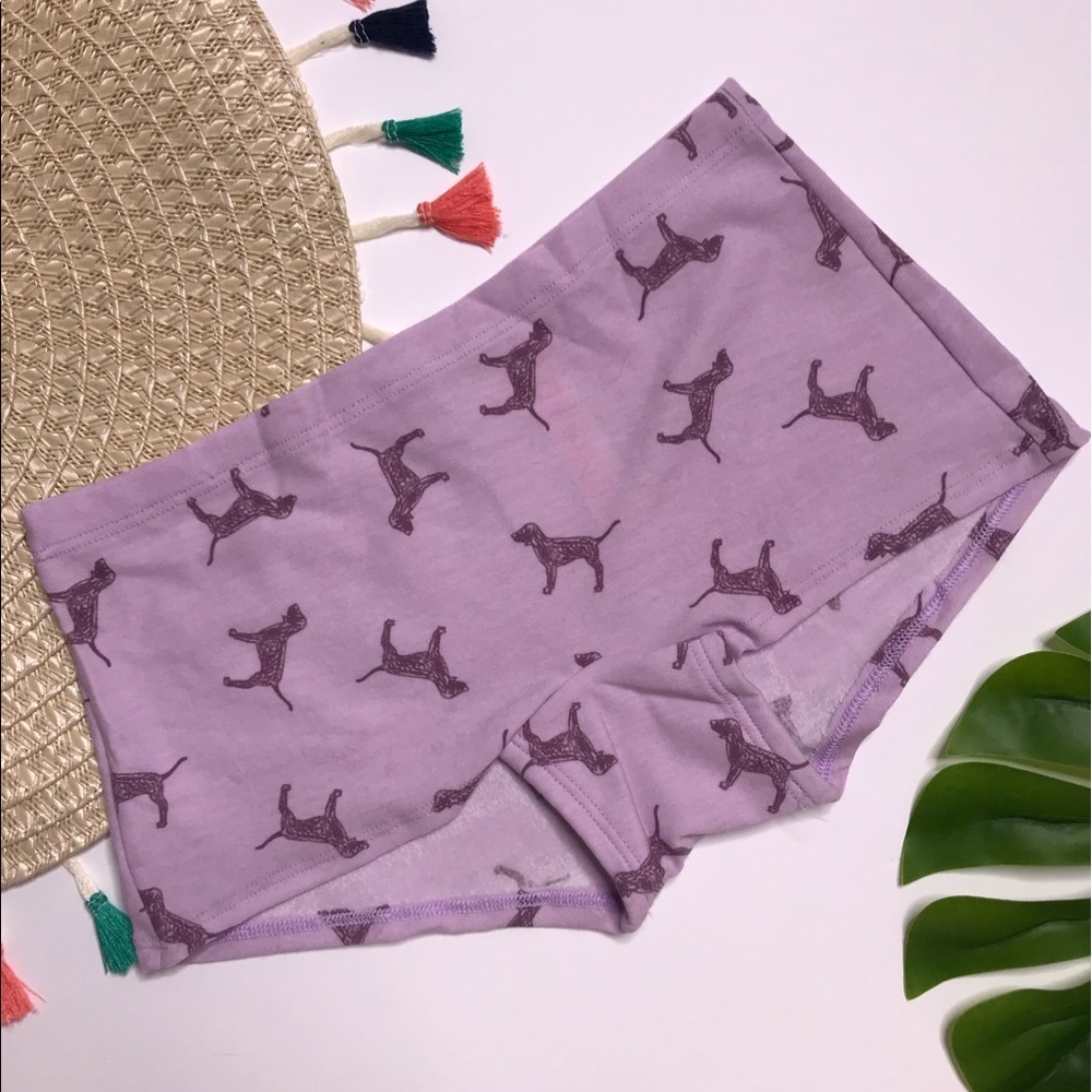Victoria’s Secret PINK Cotton Shortie Panty Purple w Dog Logo Small NEW